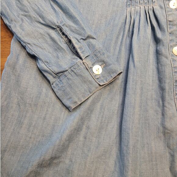 Soft Surroundings Tencel Chambray Tunic Top Blue Pleated M Long Sleeve EUC - Picture 5 of 8